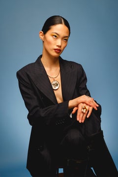 CLARISSA BRONFMAN MotherofPearl Topaz Diamond Bird Pendant & Blue 2Link Chain