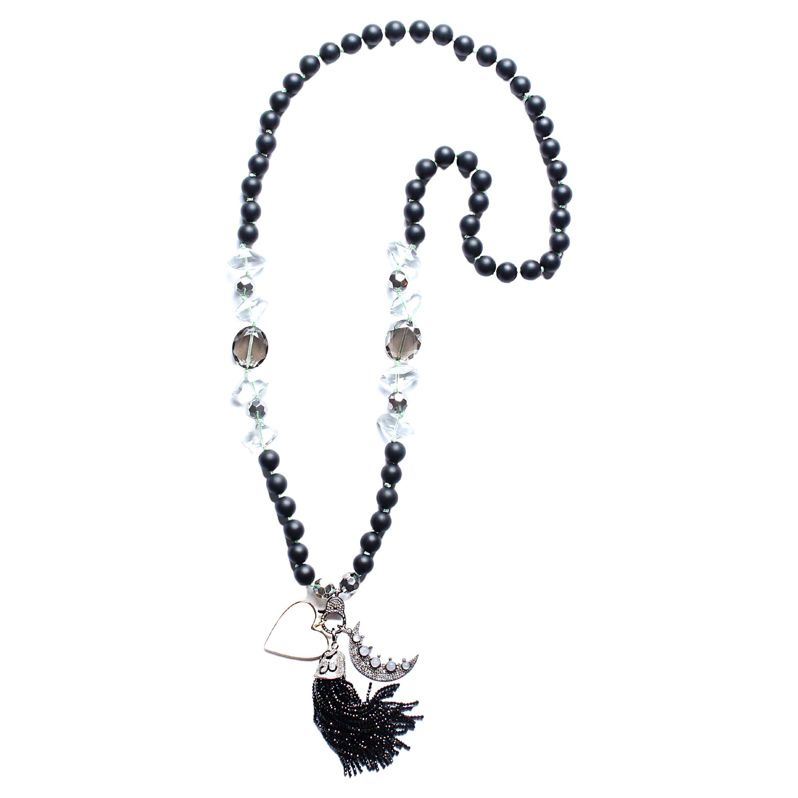 Clarissa Bronfman Onyx, Rubellite, Rose Cut Diamond, Dragonfly Heart