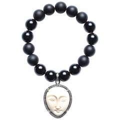 Clarissa Bronfman Onyx, Diamond, Bone Beaded Bracelet