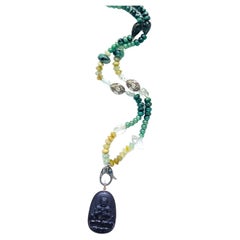 Clarissa Bronfman Opal Jade Moonstone Diamond 14k Gold Buddha Beaded Necklace