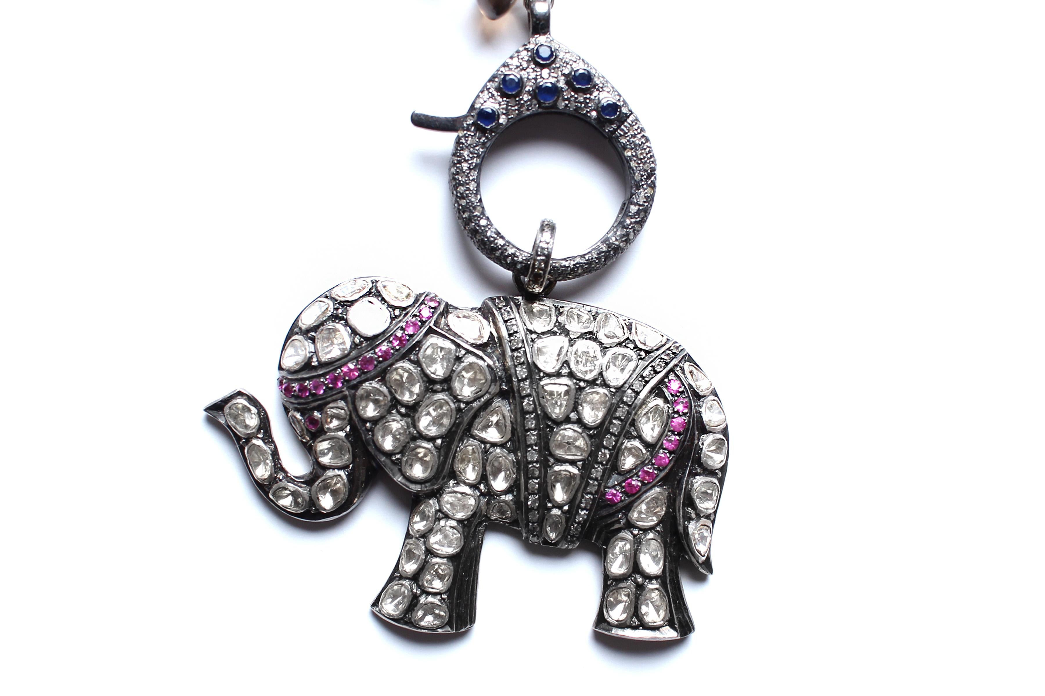opal elephant necklace