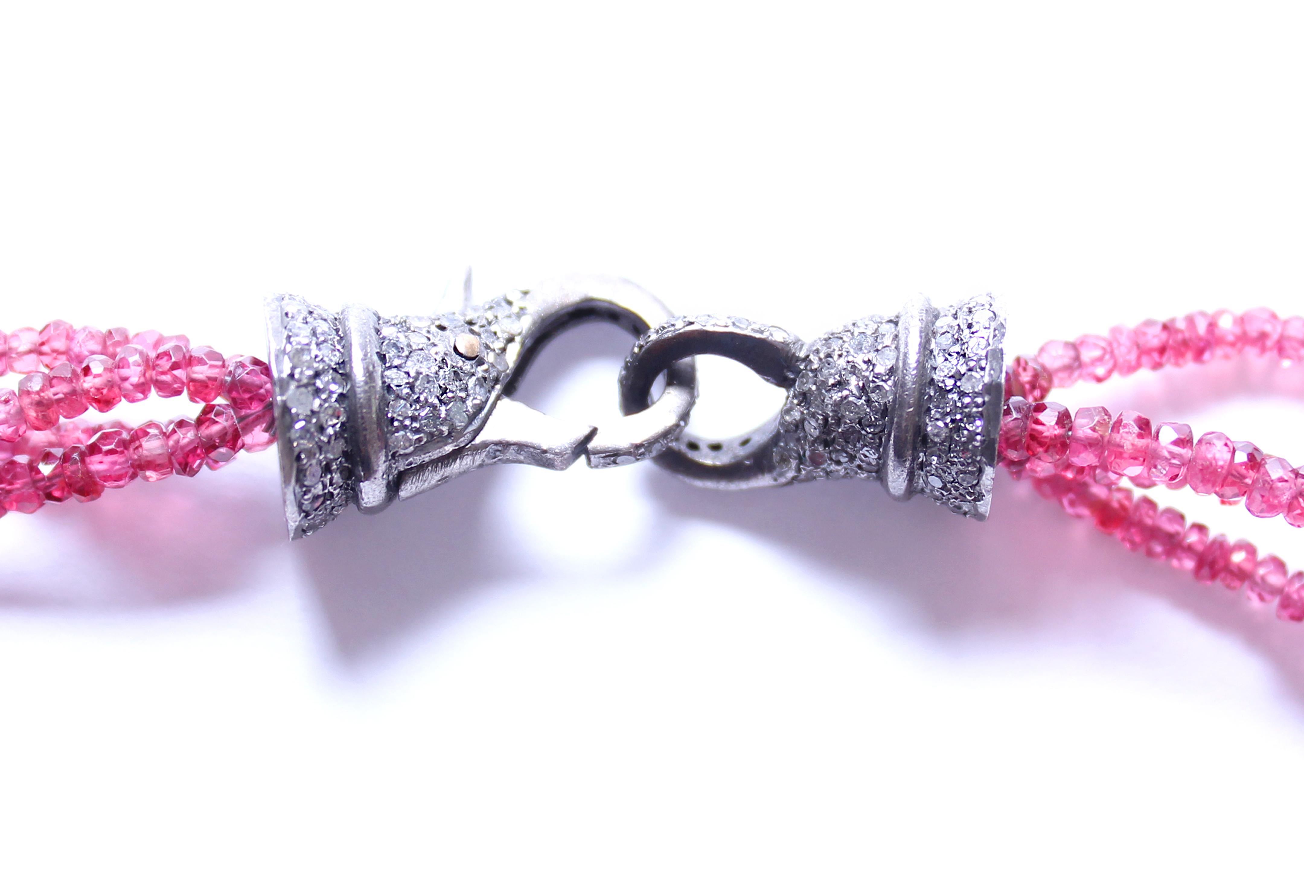 Rose Cut Clarissa Bronfman Pink Agate Diamond Sapphire Peridot Starburst Pendant Necklace