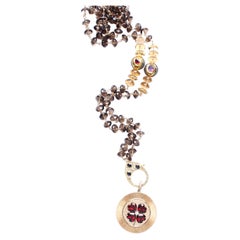 Clarissa Bronfman Quartz 14k Gold Diamond Garnet Ruby Amethyst Clover Rosary