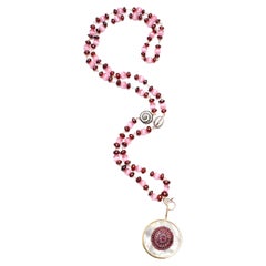 CLARISSA BRONFMAN Quartz Garnet Diamond Gold Rosary & MotherofPearl Ruby Pendant