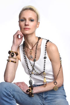 Clarissa Bronfman Quartz Sapphire Opal Topaz Diamond Wing Moon Rosary Necklace