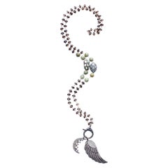 Clarissa Bronfman Quartz Sapphire Opal Topaz Diamond Wing Moon Rosary Necklace