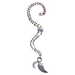 Clarissa Bronfman Quartz Sapphire Opal Topaz Diamond Wing Moon Rosary Necklace