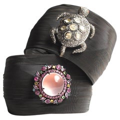 Clarissa Bronfman Quartz Sapphire Peridot & Rose Cut Diamond Mesh Cuff Bracelets