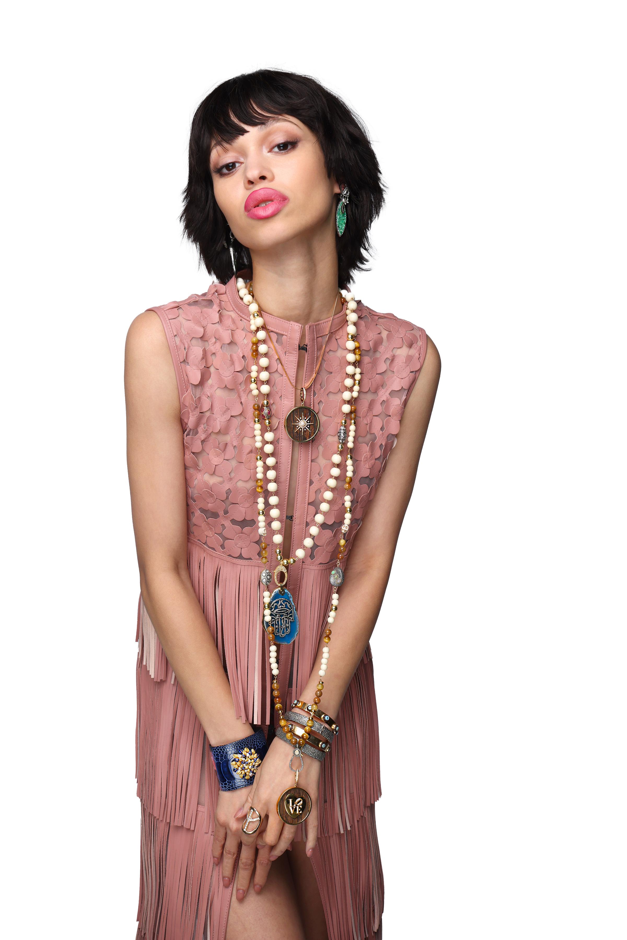 CLARISSA BRONFMAN Ruby Diamond Bone Necklace & Ruby Rainbow Moonstone Pendant en Nuevo estado para la venta en New York, NY