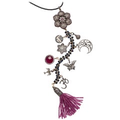 Clarissa Bronfman Ruby, Diamond, Sapphire, 'Angel Gypsy' Symbol Tree Necklace