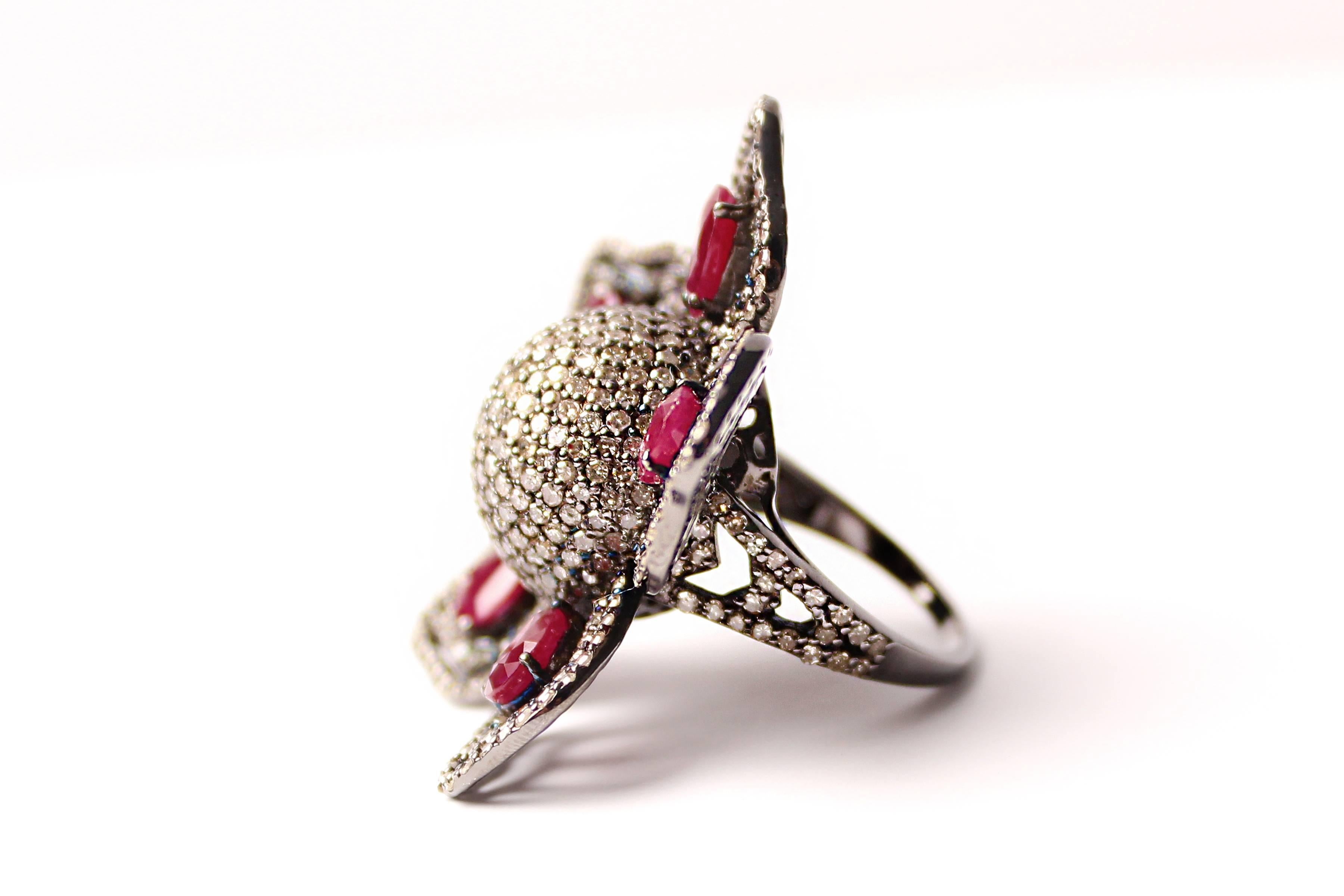Ruby and diamond on silver ring. Size 7. 