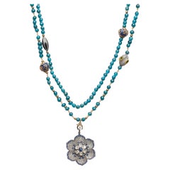 ClariSSA BRONFMAN Set aus 2 Apatit-Halsketten & Polki Diamant-Saphir-Blume