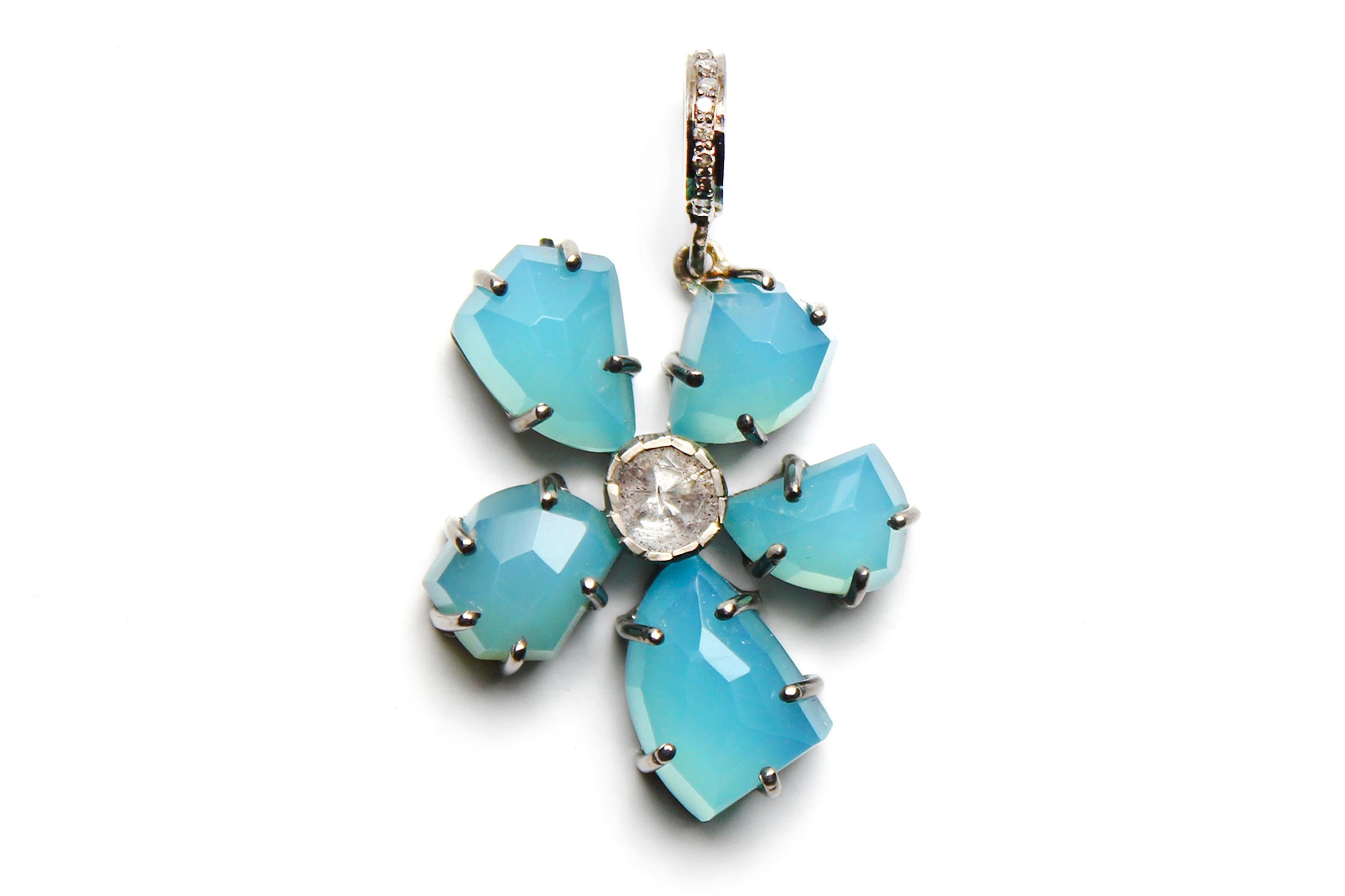 Clarissa Bronfman Setof2 Apatite Peridot Diamante Collana con perline e fiore d'agata in vendita 3
