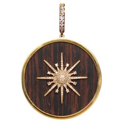CLARISSA BRONFMAN Signature 14k gold Diamond Ebony Wood Starburst Pendant