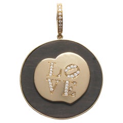 CLARISSA BRONFMAN Signature 14k Solid Gold Diamond Ebony LOVE Pendant