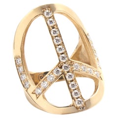 CLARISSA BRONFMAN Signature 14k Solid Gold Diamond Rimmed Peace Ring