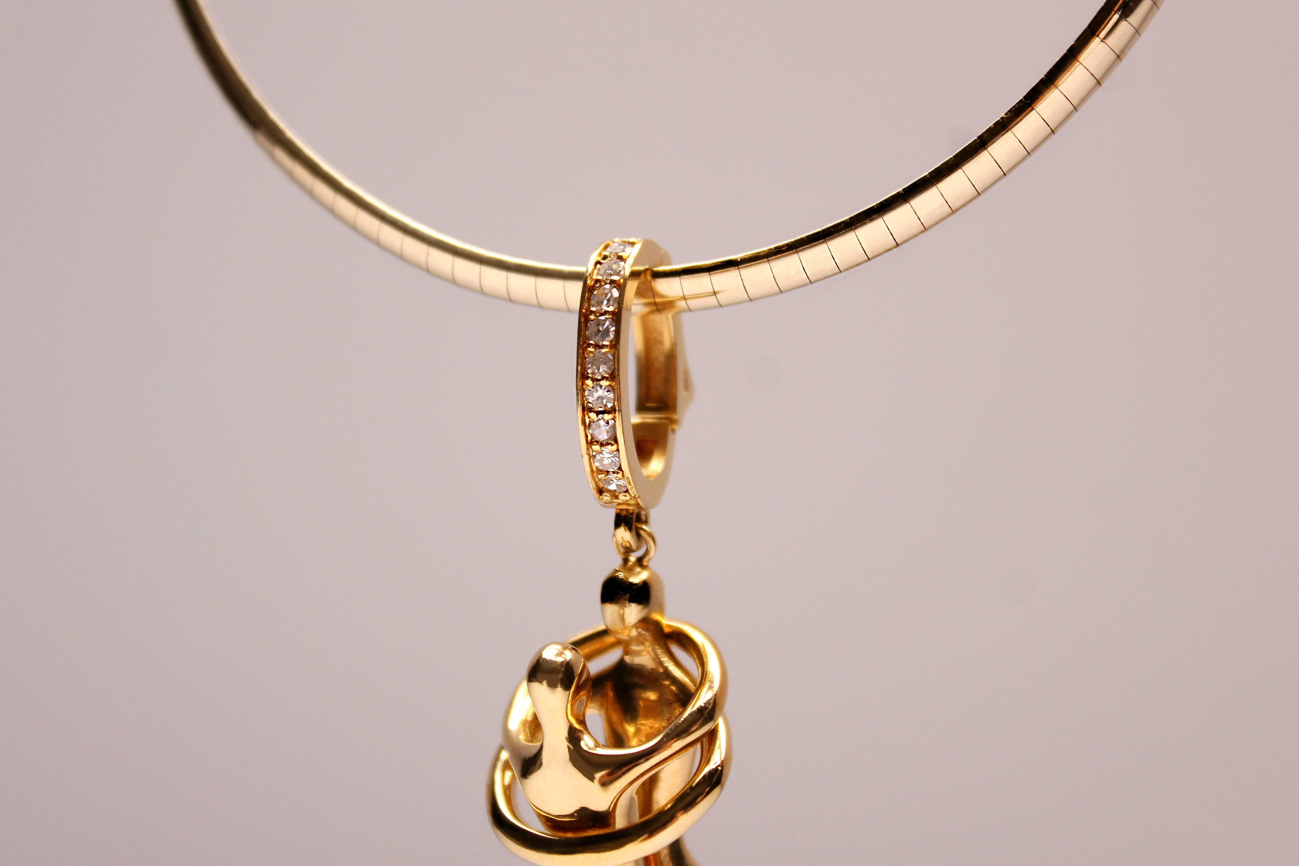 Clarissa Bronfman Signature 'Couples' Embrace'  Gold & Silver Diamond Pendant For Sale 1