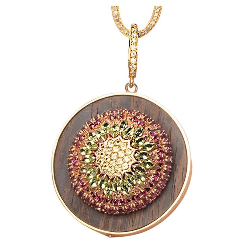 CLARISSA BRONFMAN Signature Pendentif en or ébène diamant grenat péridot rhodalite