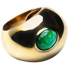 Clarissa Bronfman Signature Emerald Stone Gold Bubble Ring
