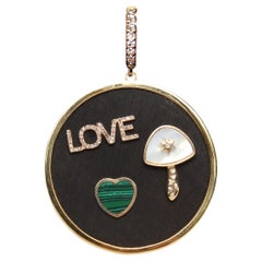 Clarissa Bronfman Signature Gold Ebony Mother of Pearl Diamond Malachite Pendant