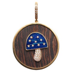 CLARISSA BRONFMAN Signature Lapis Diamond Gold Mushroom Ebony Pendant
Cord