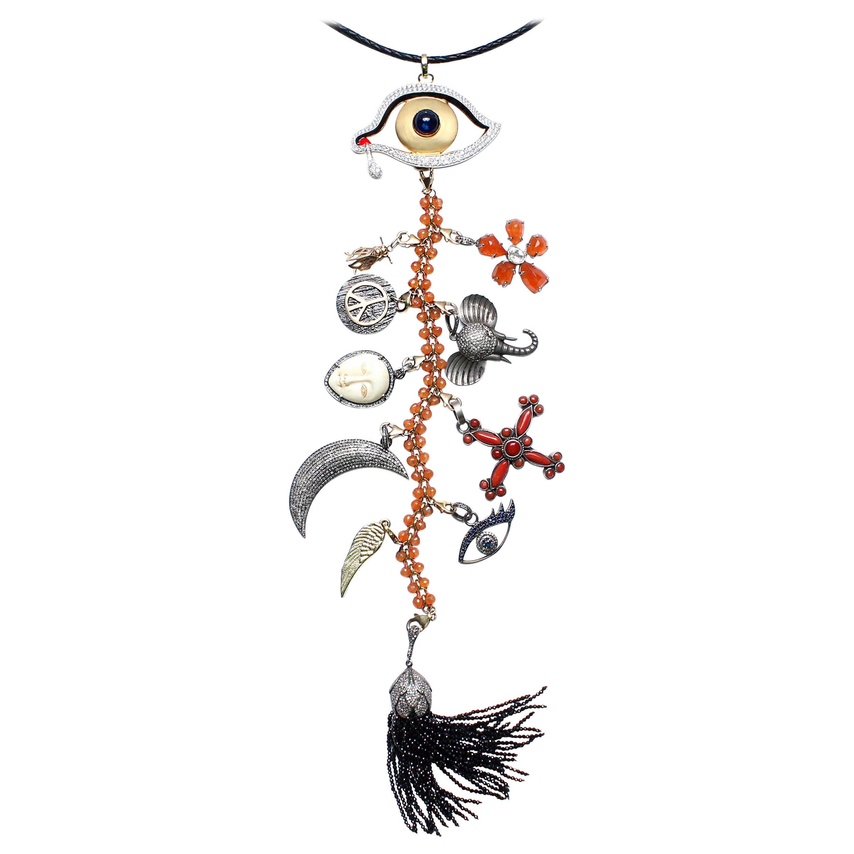 Clarissa Bronfman Signature Onyx, Diamond, Sapphire' Introspective Symbol Tree
