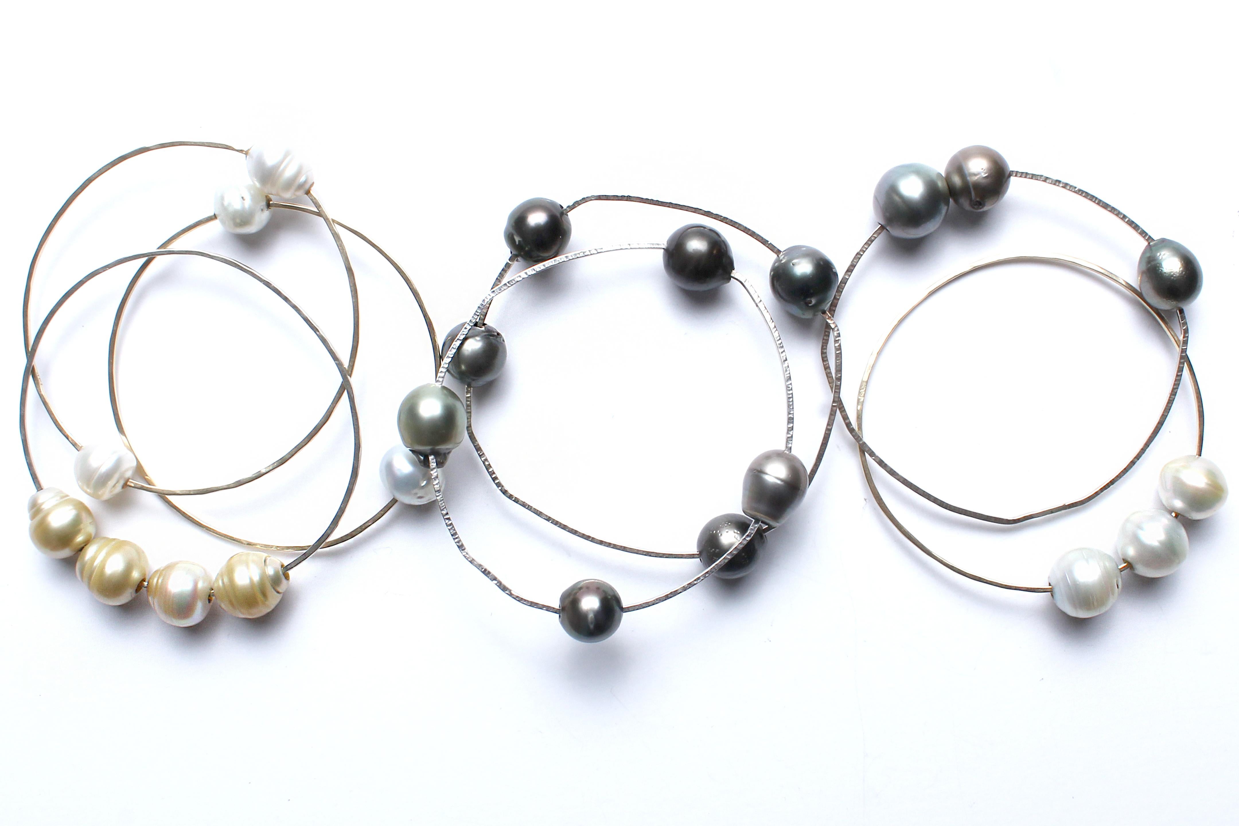 Clarissa Bronfman Freshwater Pearl Bangle Bead Set In New Condition In New York, NY