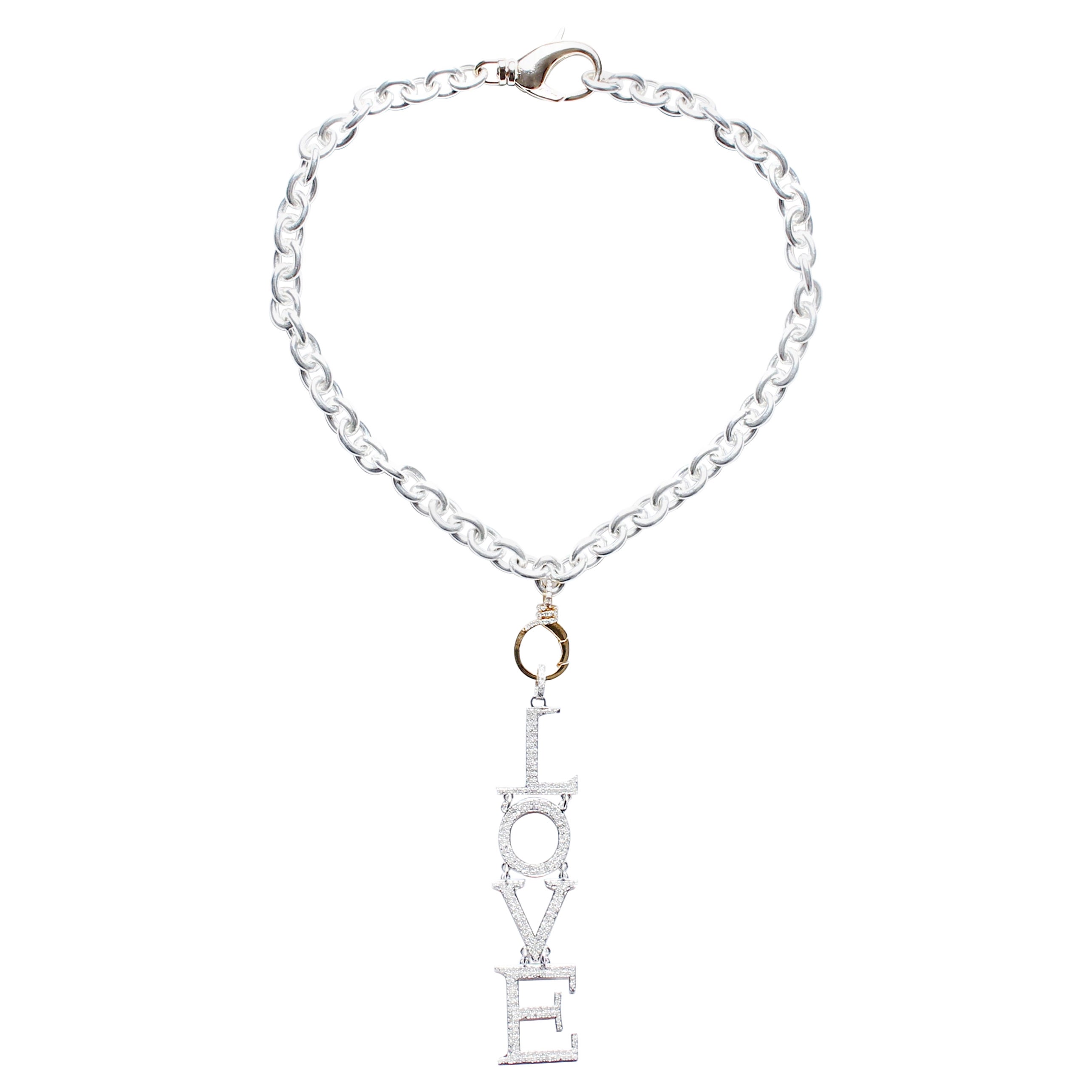ClariSSA BRONFMAN Sterlingsilber 14kgold Diamant LOVE Vertical Anhänger Halskette