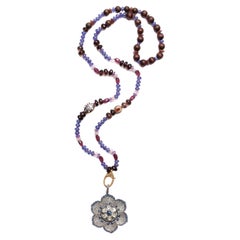 CLARISSA BRONFMAN Tanzanite Diamond Gold Amethyst Necklace Sapphire Polki Flower