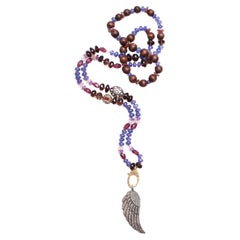 CLARISSA BRONFMAN Tanzanite Ruby Diamond Necklace & Diamond Angel Wing Pendant