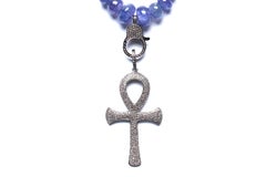 Clarissa Bronfman Tanzanite Sapphire Diamond Ankh Beaded Necklace