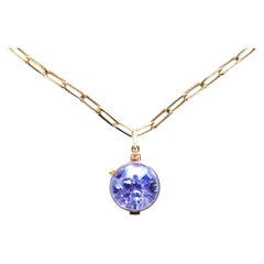 Clarissa Bronfman Tanzanite Shaker Pendant 14k Gold PaperclipLink Chain Necklace