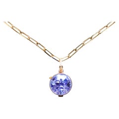 Clarissa Bronfman, collier pendentif Shaker en or 14 carats et chaîne à maillons en forme de trombones avec tanzanite