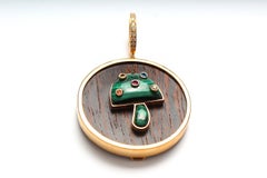 CLARISSA BRONFMAN Tiger Eye Gold Emerald Ruby Ebony Gold Mushroom Rosary Necklac