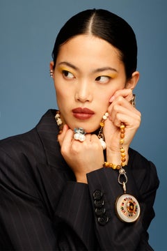 Clarissa Bronfman - Collier Tigers Eye Diamond Gold Carmen Citrine MotherofPearl