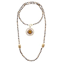Clarissa Bronfman - Collier Tigers Eye Diamond Gold Carmen Citrine MotherofPearl