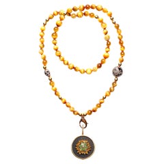 ClariSSA BRONFMAN Tigerauge Diamant-Halskette & Citrin Peridot-Ebenholz-Anhänger