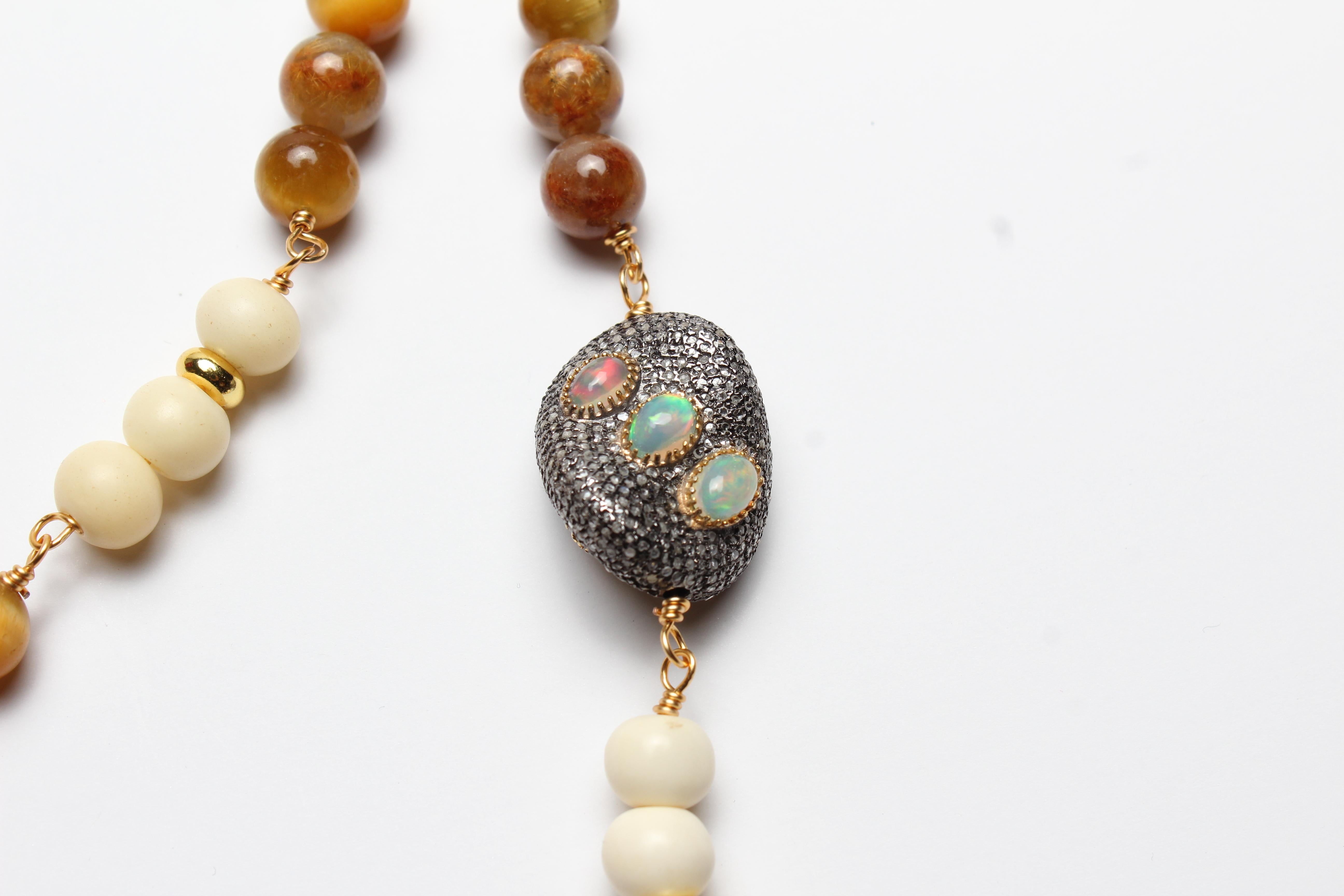 CLARISSA BRONFMAN Tigers Eye Gold Diamond Malachite Emerald 