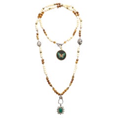 ClariSSA BRONFMAN WrapRosary "Carmen" en or, diamant, malachite, émeraude et œil de tigre 