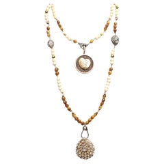 Used Clarissa Bronfman Tigers Eye Polki Diamond Gold Rainbow Moonstone Carmen Rosary