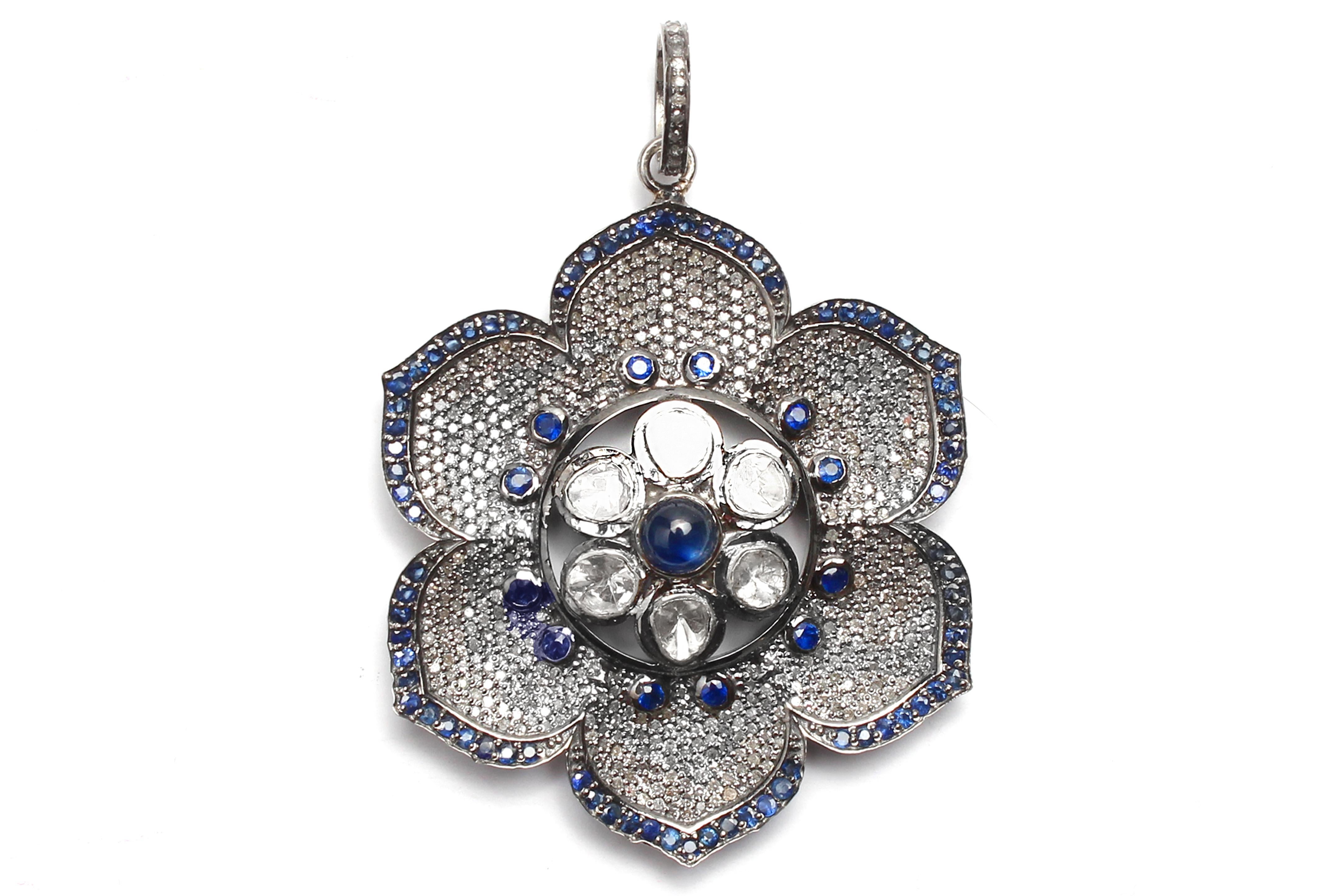 Women's or Men's Clarissa Bronfman Topaz Diamond Quartz Opal Rosary & Sapphire Diamond Flower  For Sale
