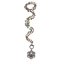 Used Clarissa Bronfman Topaz Diamond Quartz Opal Rosary & Sapphire Diamond Flower 