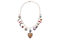 CLARISSA BRONFMAN Tourmaline Diamond Multi Stone Multi Charm Gold Chain Necklace