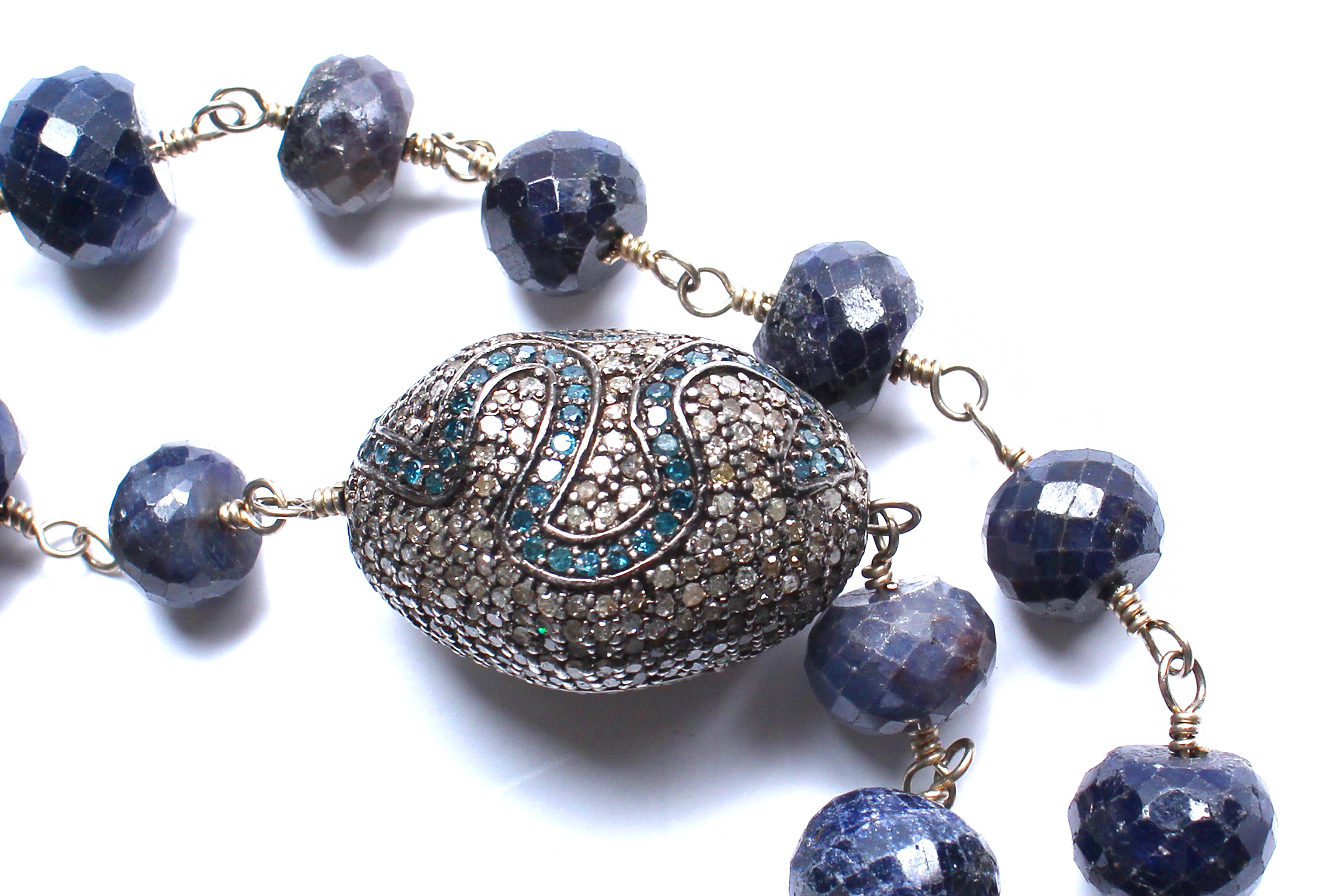 Contemporary Clarissa Bronfman Tourmaline, Sapphire, Diamond Multi Symbol Pendant Rosary