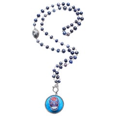 Clarissa Bronfman Tourmaline Sapphire Diamond Turquoise Enamel Rose Skull Rosary