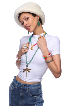 Clarissa Bronfman TUTTI Cotton Candy Love Heart Multi Color Necklace