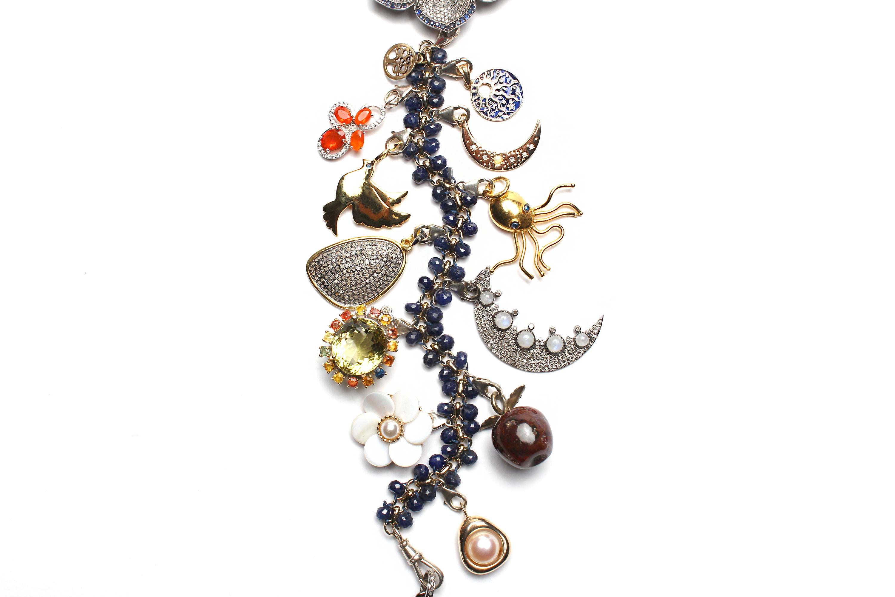 Contemporary CLARISSA BRONFMAN Under The Midnight Sun Sapphire Diamond Symbol Tree Necklace For Sale