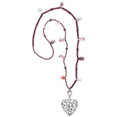 Clarissa Bronfman 'Valentines' Rubellite Garnet Diamond Heart Pendant Necklace