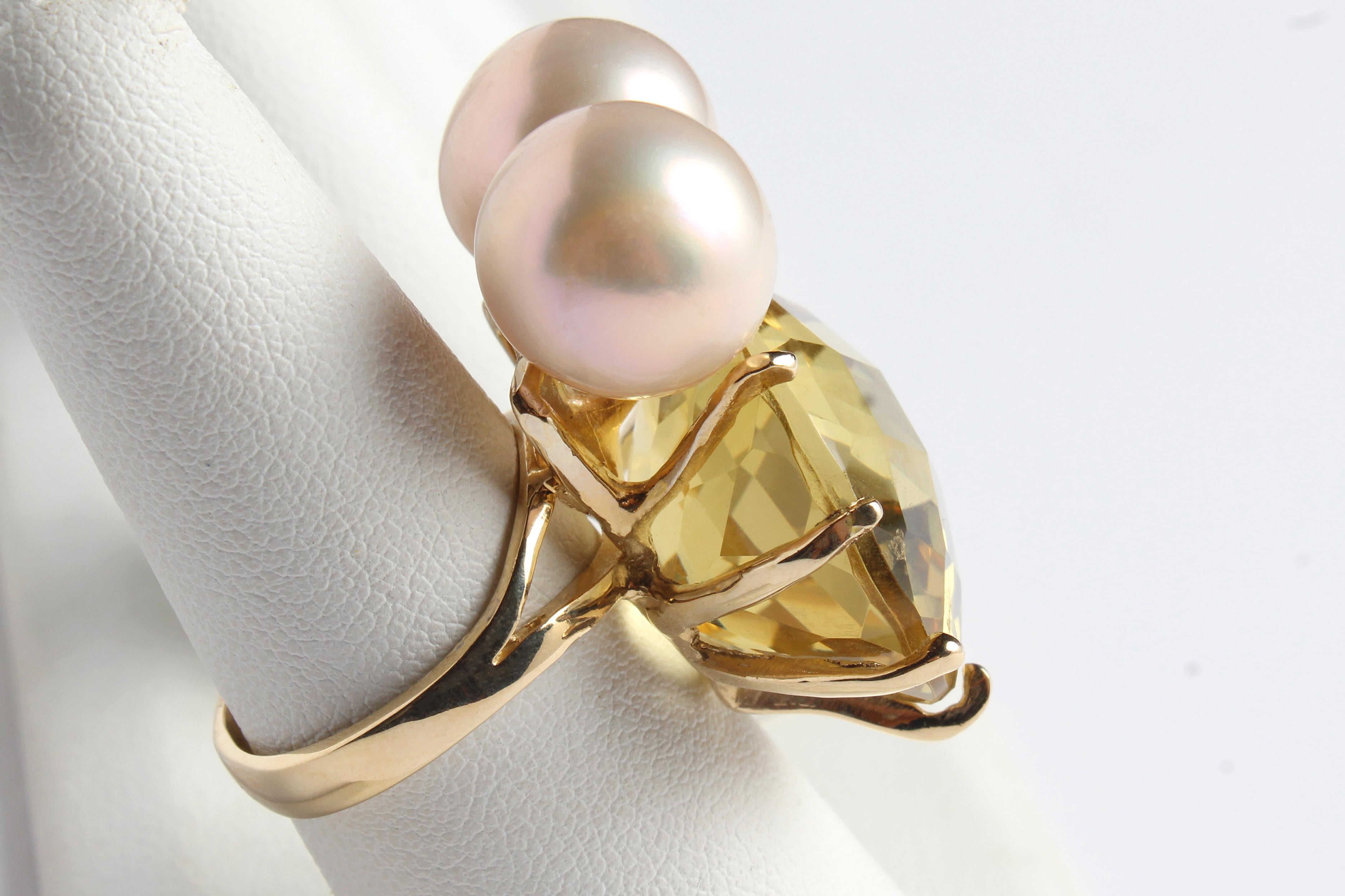 Im Angebot: ClariSSA BRONFMAN Gelber Topas Twin Perle Gold 