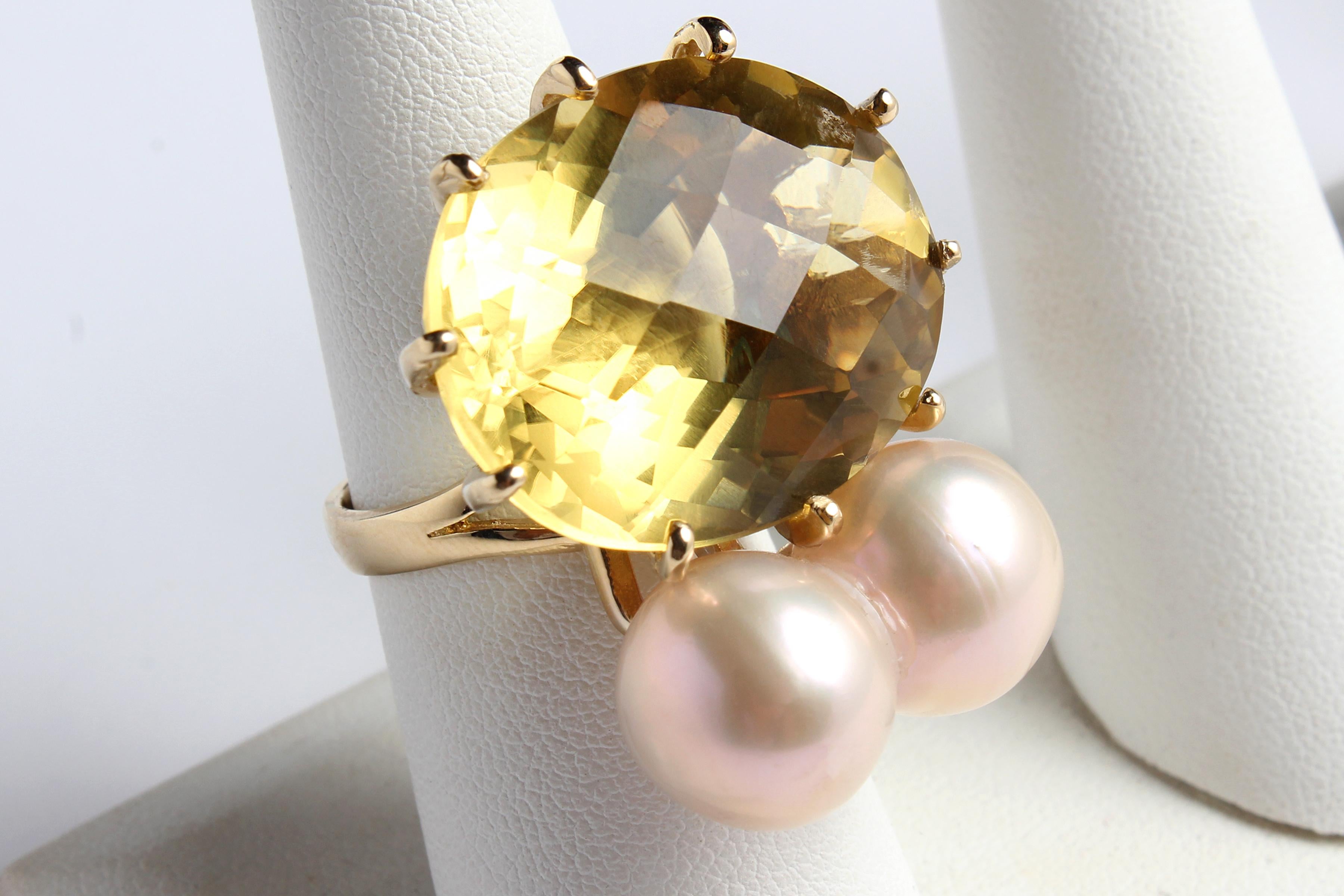 Im Angebot: ClariSSA BRONFMAN Gelber Topas Twin Perle Gold 